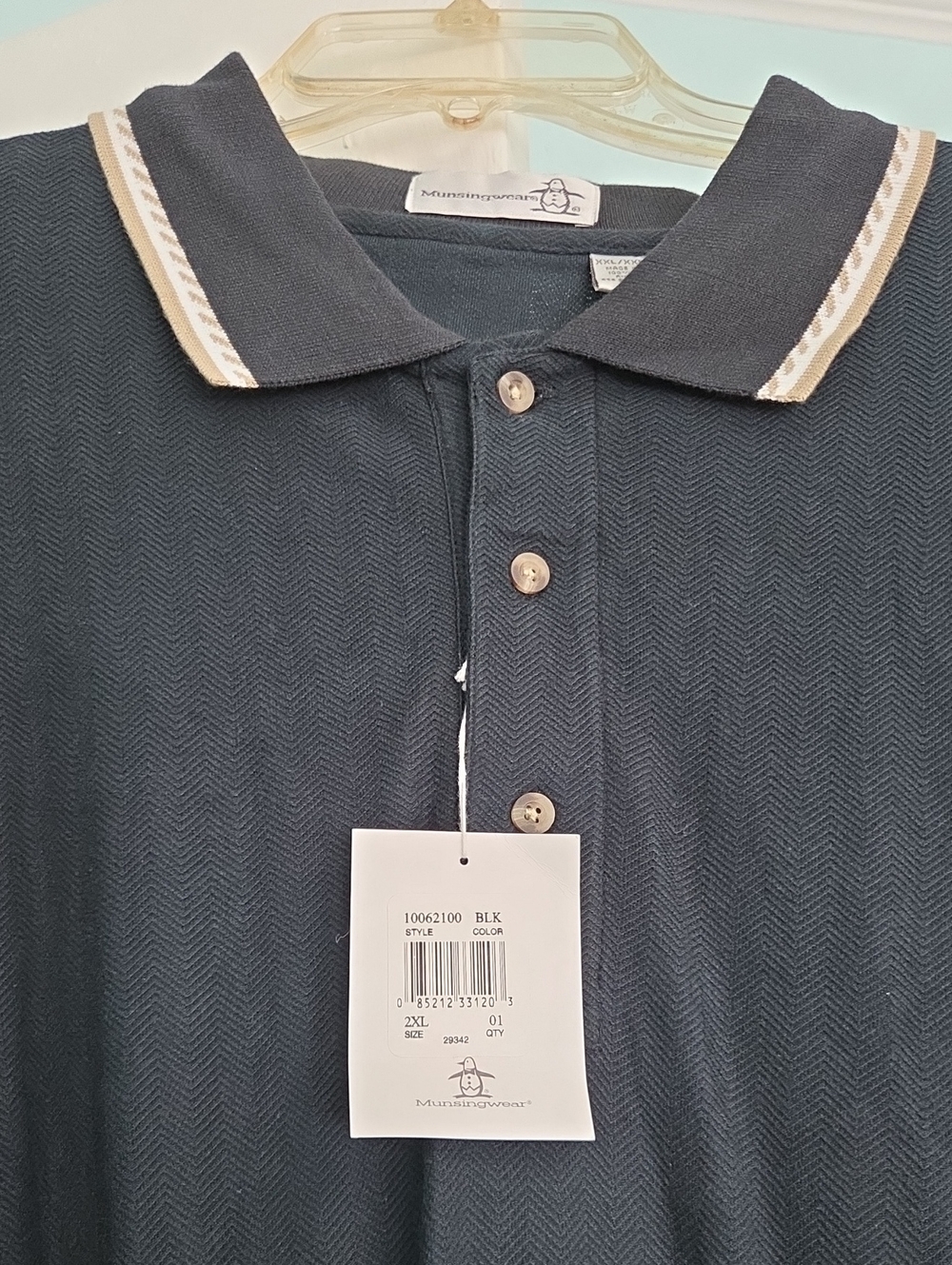Men's Black Polo Shirt with Contrast Collar